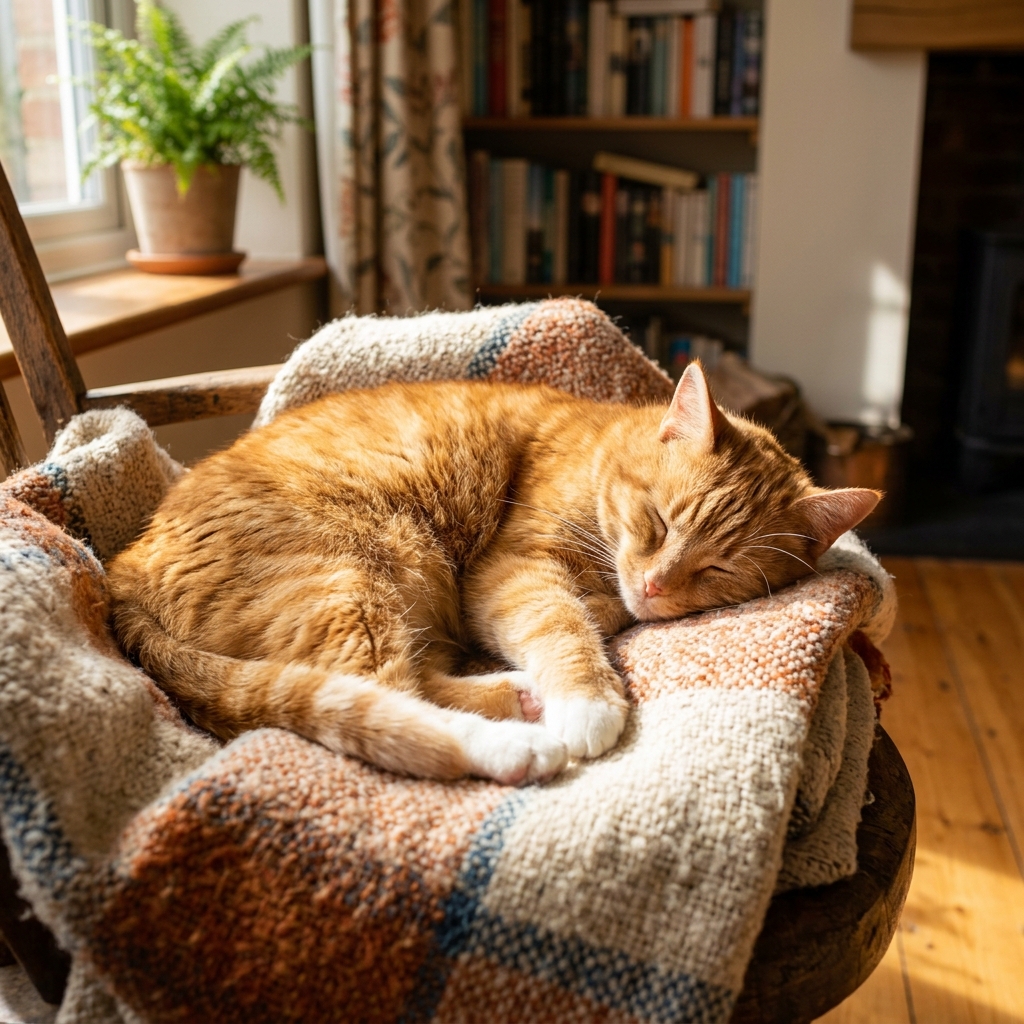 Happy cat in sunlight